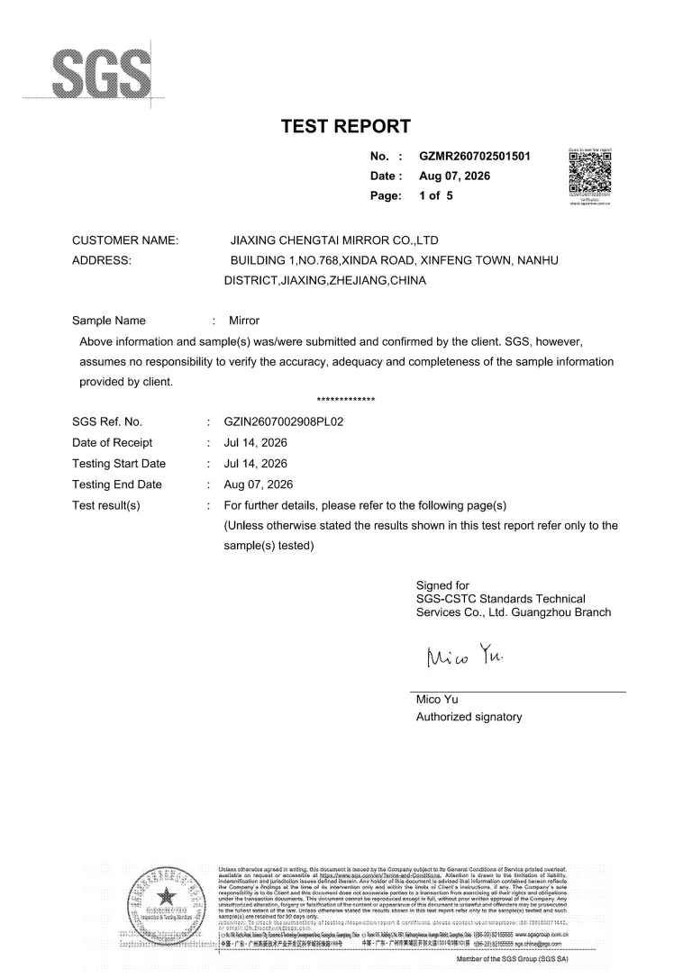 Chengtai Mirror product certification 13 (CE / CB / SAA / ETL / RoHS / ISO 9001 family)