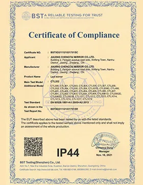 Chengtai Mirror product certification 4 (CE / CB / SAA / ETL / RoHS / ISO 9001 family)