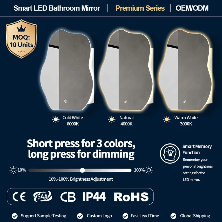 Irregular Wavy LED Smart Bathroom Mirror Cabinet