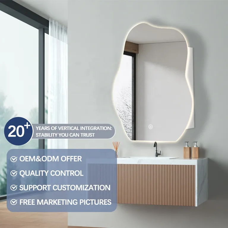 Irregular Wavy LED Smart Bathroom Mirror Cabinet