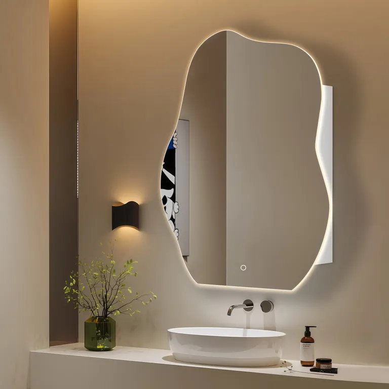 Irregular Wavy LED Smart Bathroom Mirror Cabinet
