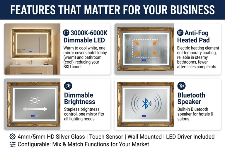 Luxury Smart LED Bathroom Mirror with Anti-Fog & Backlit Lighting
