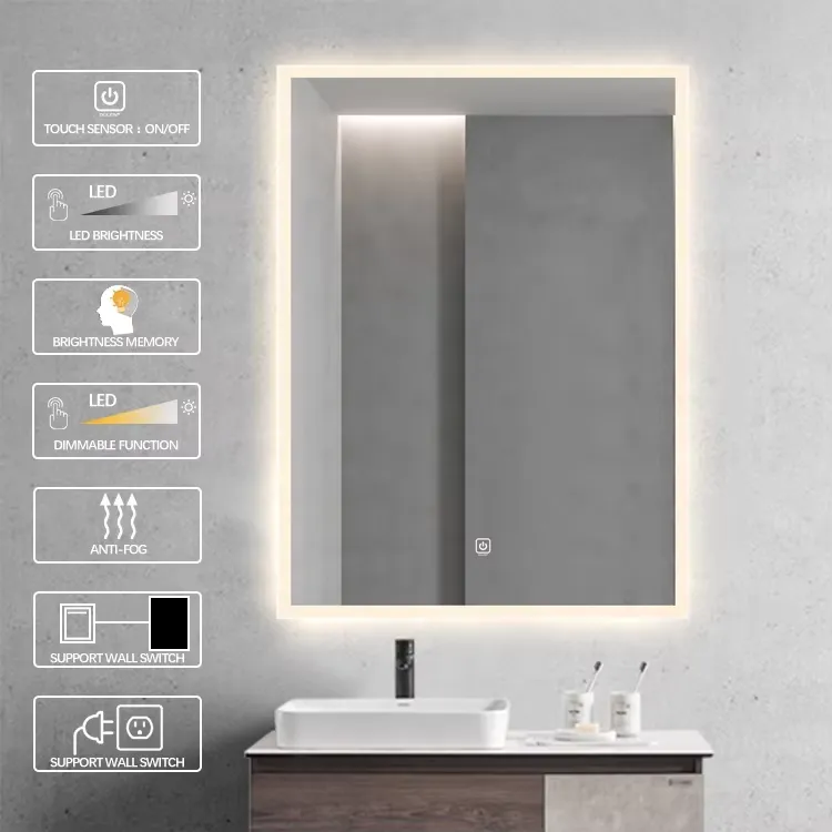 מראת LED מודרנית עם תאורה אחורית לשידת איפור