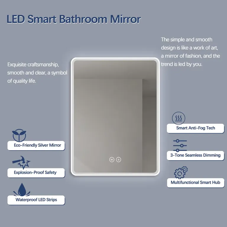 מראת LED מודרנית לאמבטיה עם מסגרת אלומיניום חלקה