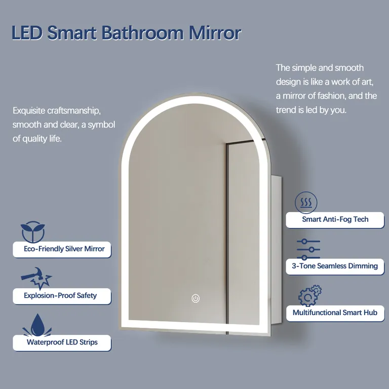 Arch Backlit LED Mirror Cabinet Bathroom Vanity