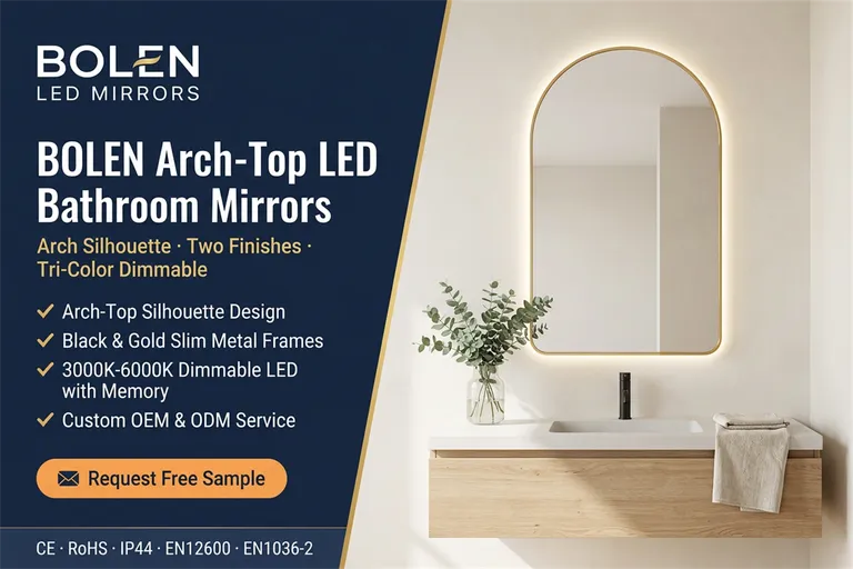 Arched Backlit LED Bathroom Mirror with Touch Dimming 