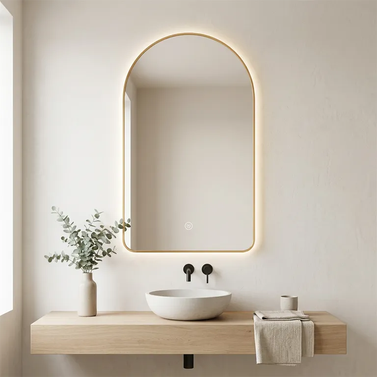 Arched Backlit LED Bathroom Mirror with Touch Dimming 