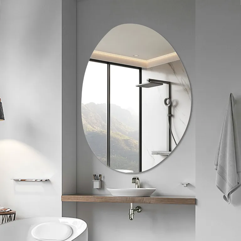 Specchio da bagno irregolare lucidato senza cornice