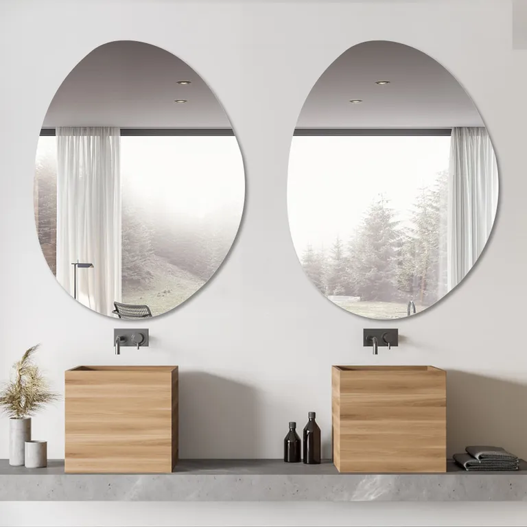 Specchio da bagno irregolare lucidato senza cornice