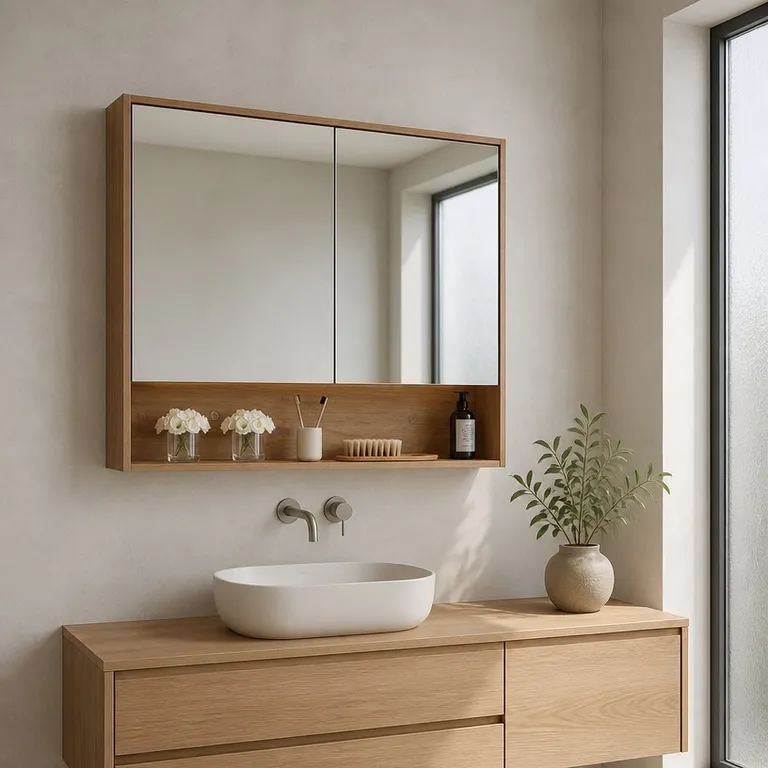 Modern Dual Door Mirror Cabinet