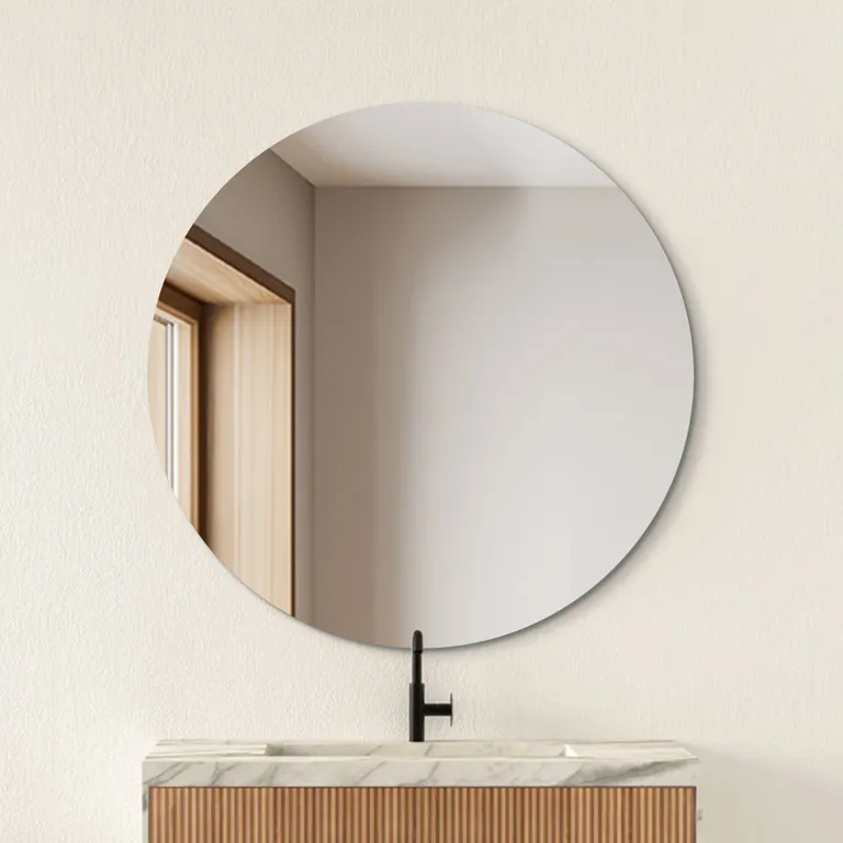 Minimalist Frameless Round Wall-Mounted Bathroom Mirror
