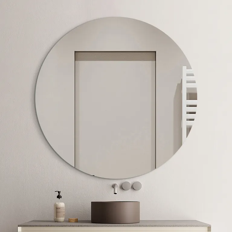 Minimalist Frameless Round Wall-Mounted Bathroom Mirror