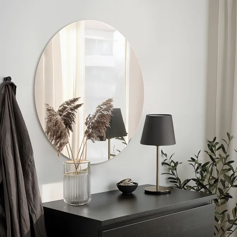 Minimalist Frameless Round Wall-Mounted Bathroom Mirror