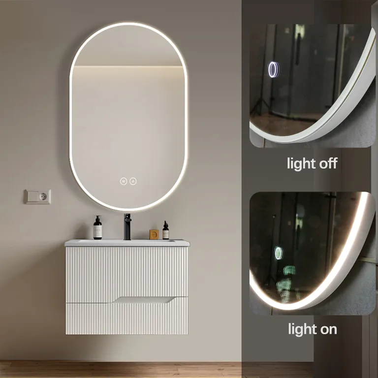 מראת LED אובלית לאמבטיה
