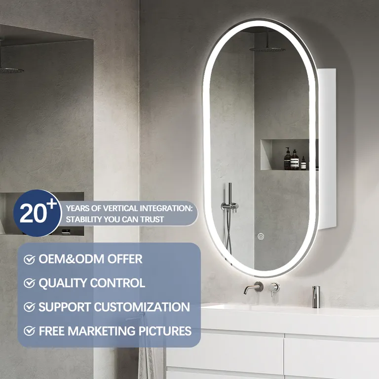 Oval Smart Front-Lit LED Bathroom Mirror Cabinet
