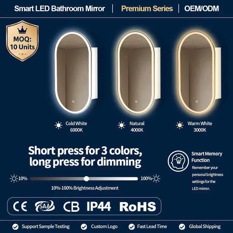 Oval Smart Front-Lit LED Bathroom Mirror Cabinet