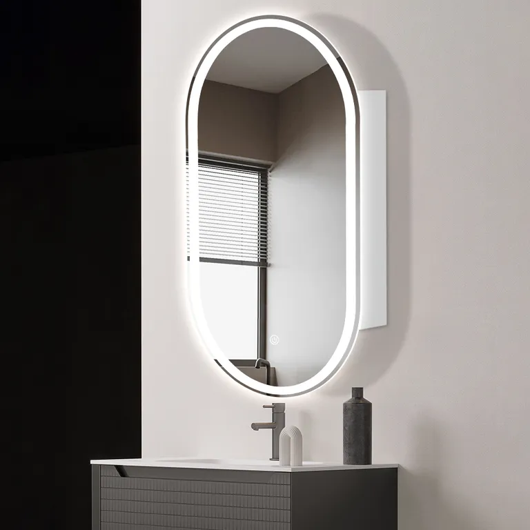 Oval Smart Front-Lit LED Bathroom Mirror Cabinet