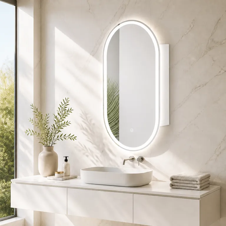 Oval Smart Front-Lit LED Bathroom Mirror Cabinet