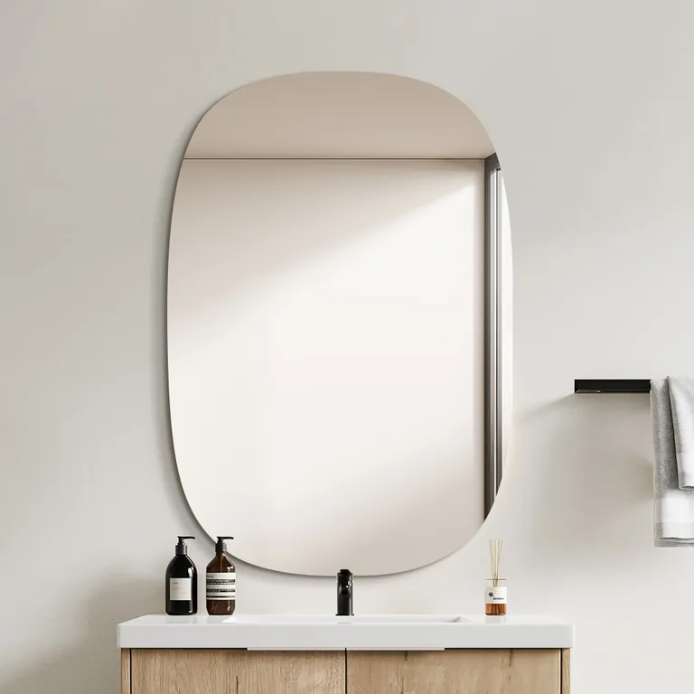 Espejo de baño ovalado plateado para pared