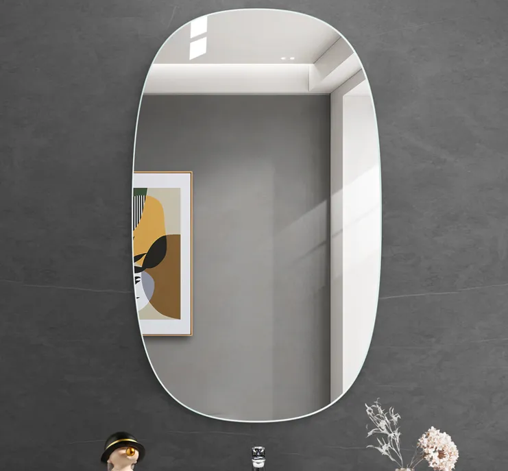 Oval Wall Mounted Silver Bathroom Mirror