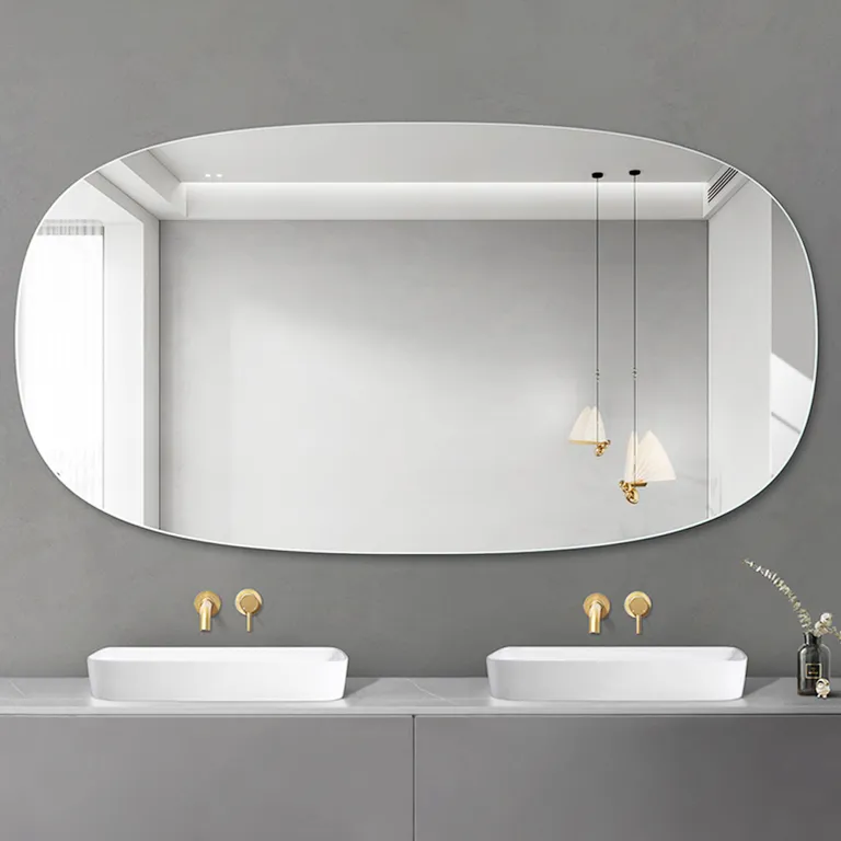 Oval Wall Mounted Silver Bathroom Mirror