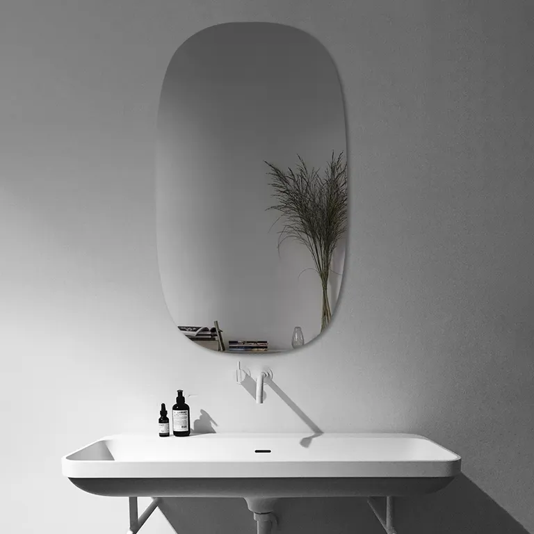 Oval Wall Mounted Silver Bathroom Mirror