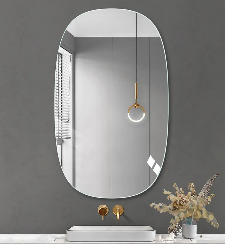 Oval Wall Mounted Silver Bathroom Mirror