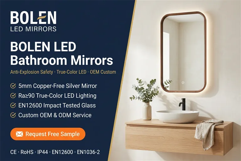 Specchio LED intelligente curvo premium color noce