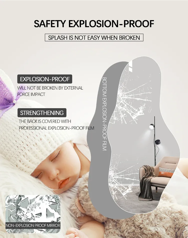 Specchio da parete a figura intera irregolare con curve fluide scultoree