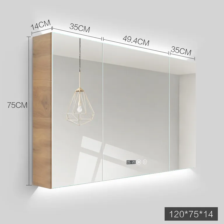 Dreitüriger hinterleuchteter smarter LED-Badspiegelschrank