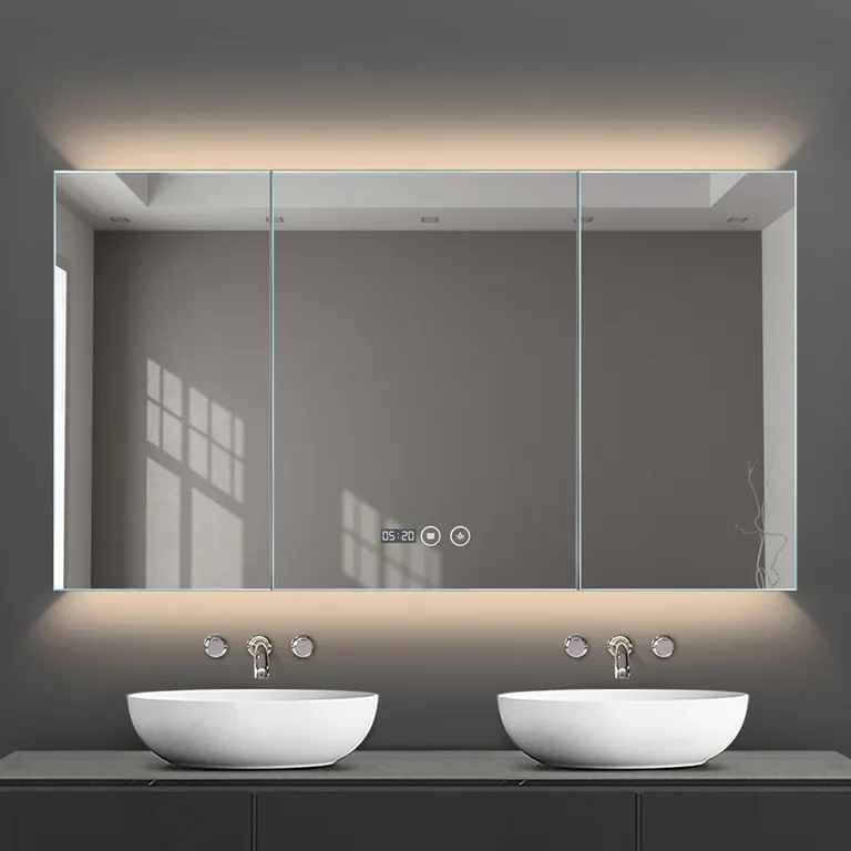 Dreitüriger hinterleuchteter smarter LED-Badspiegelschrank