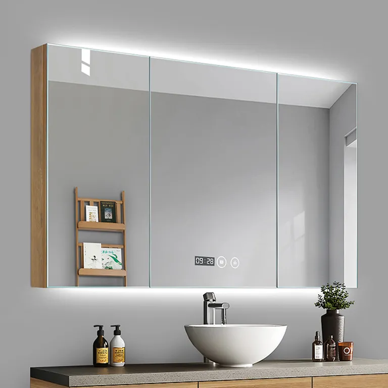 Dreitüriger hinterleuchteter smarter LED-Badspiegelschrank