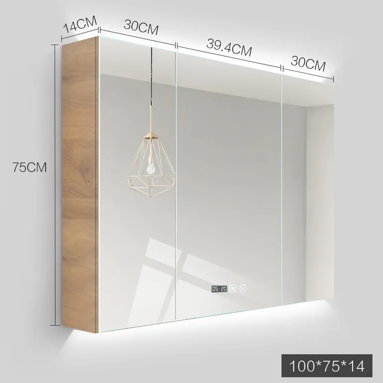Dreitüriger hinterleuchteter smarter LED-Badspiegelschrank
